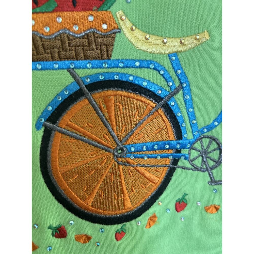 Quacker Factory Fruit Bicycle Rhinestone Tee Large - Picture 11 of 13